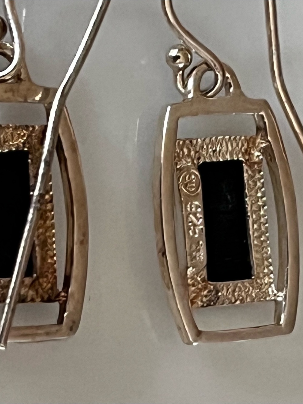 Sterling Silver Black Onyx Dangle Earrings - Picture 6 of 8